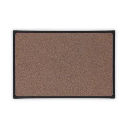 Universal® Tech Cork Board, 36" x 24", Brown Surface, Black Plastic Frame