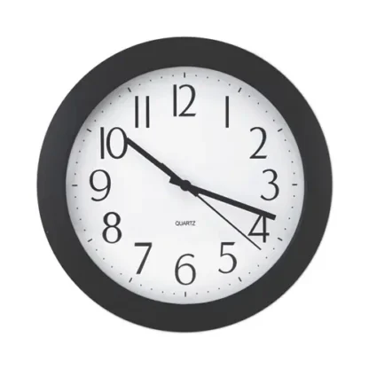 Universal® Whisper Quiet Clock, 12" Overall Diameter, Black Case