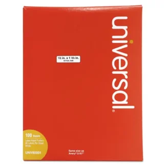 Universal® White Labels, Inkjet/Laser Printers, 0.5 x 1.75, White, 80/Sheet, 100 Sheets/Box