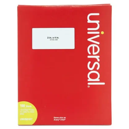 Universal® White Labels, 2 x 4, White, 10/Sheet, 100 Sheets/Box