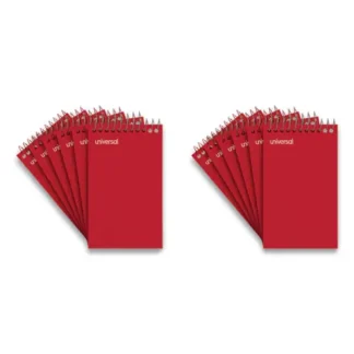 Universal® Wirebound Memo Pad, Narrow Rule, Orange Cover, 50 Sheets, 3" x 5", 12/Pack