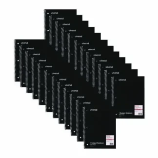 Universal® Wirebound Notebook, 1 Subject, Wide/Legal Rule, Black Cover, 70 Sheets, 10.5" x 8"