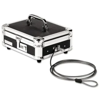 Vaultz® Locking Cash Box with Tumbler Lock, Black and Chrome