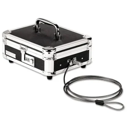 Vaultz® Locking Cash Box with Tumbler Lock, Black and Chrome