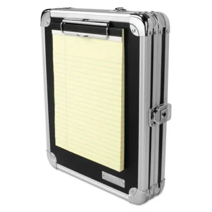 Vaultz® Locking Storage Clipboard, Black/Chrome, 0.38" Clip Capacity, Holds 8.5 x 11 Sheets