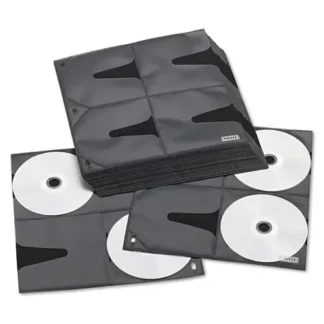 Vaultz® Two-Sided CD Refill Pages for Three-Ring Binder, 8 Disc Capacity, Clear/Black, 25/Pack