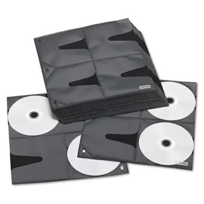 Vaultz® Two-Sided CD Refill Pages for Three-Ring Binder, 8 Disc Capacity, Clear/Black, 25/Pack