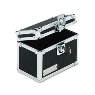 Vaultz® Locking Index Card File with Flip Top, Black, 6" x 4" x 4.25"