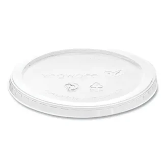 Vegware™ Round Deli Pot Lids, Compostable, For 8 oz to 32 oz Deli Containers, Clear, Plastic, 500/Carton