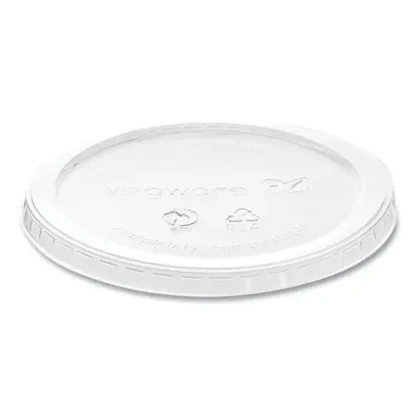 Vegware™ Round Deli Pot Lids, Compostable, For 8 oz to 32 oz Deli Containers, Clear, Plastic, 500/Carton