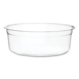 Vegware™ Round Deli Pots, Compostable, 8 oz, Clear, Plastic, 500/Carton