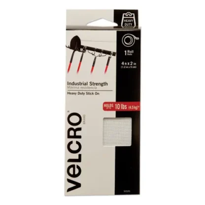 VELCRO® Brand Industrial-Strength Heavy-Duty Fasteners, White, 2" x 4 ft