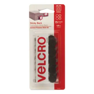 VELCRO® Brand Sticky-Back Fasteners, Removable Adhesive, Black, 15 Pack