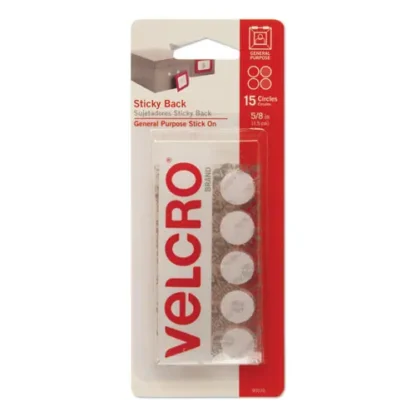 VELCRO® Brand Sticky-Back Fasteners, Removable Adhesive, White, 15/Pack