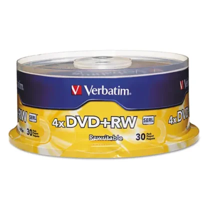Verbatim® DVD-RW Rewritable Disc, 4.7 GB, 4x, Spindle, Silver, 30/Pack