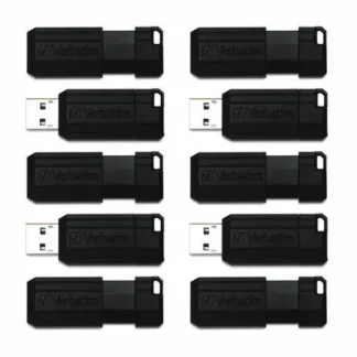 Verbatim® PinStripe USB 2.0 Flash Drive, 32 GB, Black, 10/Pack