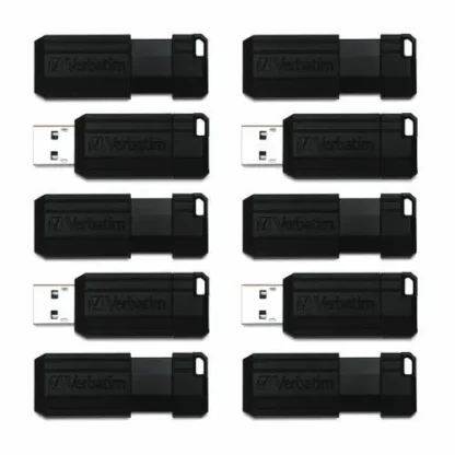 Verbatim® PinStripe USB 2.0 Flash Drive, 32 GB, Black, 10/Pack