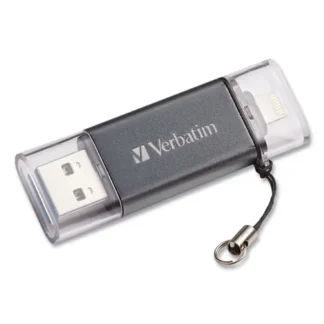 Verbatim® Store 'n' Go Dual USB 3.0 Flash Drive for Apple Lightning Devices, 64 GB, Graphite
