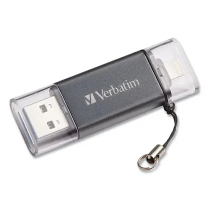 Verbatim® Store 'n' Go Dual USB 3.0 Flash Drive for Apple Lightning Devices, 64 GB, Graphite
