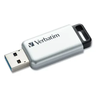 Verbatim® Store 'n' Go Secure Pro USB Flash Drive with AES 256 Encryption, 128 GB, Silver