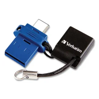 Verbatim® Store n' Go Dual USB 3.0 Flash Drive for USB-C Devices, 64 GB, Blue