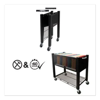 Vertiflex® InstaCart File Cart, Metal, 1 Shelf, 1 Bin, Black
