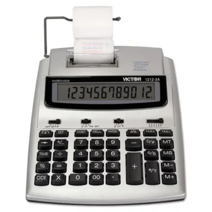 Victor® 1212-3A Antimicrobial Printing Calculator, Black/Red Print, 2.7 Lines/Sec