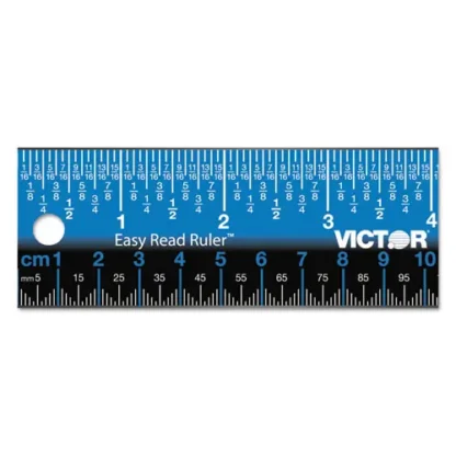 Victor® Easy Read Stainless Steel Ruler, Standard/Metric, 18.25" Long, Blue