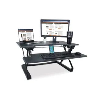 Victor® High Rise Height Adjustable Standing Desk with Keyboard Tray, Gray/Black