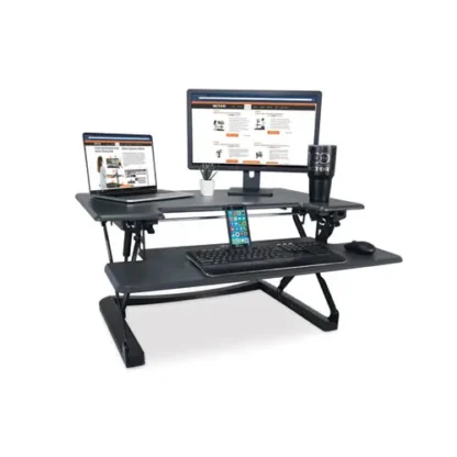Victor® High Rise Height Adjustable Standing Desk with Keyboard Tray, Gray/Black