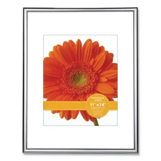 Victory Light Metallic Poster Frame with Mat, 8 x 10 Insert, Silver/Black