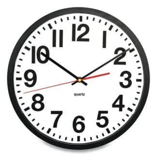 Victory Light Tempus Wall Clock, 11.8" Diameter, Black Case
