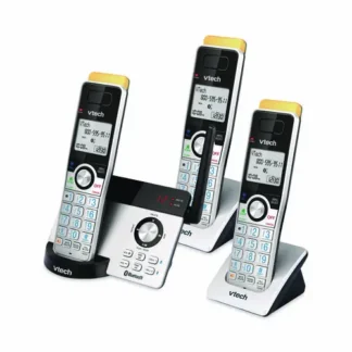 Vtech® 80-2151-02 Three-Handset Connect to Cell Cordless Telephone, Black/Silver