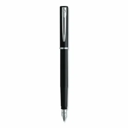 Waterman Allure Fountain Pen, Fine Point, Blue Ink, Black/Silver Barrel