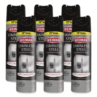 WEIMAN® Stainless Steel Cleaner and Polish, 17 oz Aerosol, 6/Carton