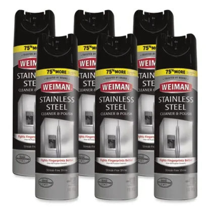 WEIMAN® Stainless Steel Cleaner and Polish, 17 oz Aerosol, 6/Carton