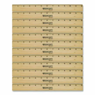 Westcott® Beveled Wood Ruler, Standard, 12" Long, Natural Hardwood, 12/Pack