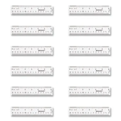 Westcott® Clear Flexible Acrylic Ruler, Standard/Metric, 6" (15 cm), Clear, 12/Box