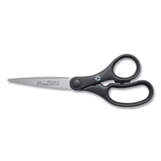 Westcott® KleenEarth Basic Plastic Handle Scissors, 7" Overall Length, 2.8" Cut, Straight Black Handle