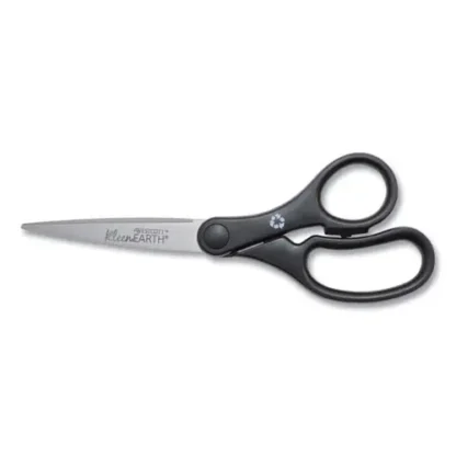 Westcott® KleenEarth Basic Plastic Handle Scissors, 7" Overall Length, 2.8" Cut, Straight Black Handle