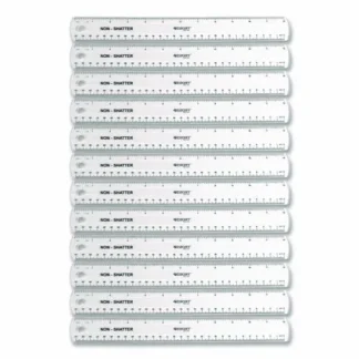 Westcott® Non-Shatter Flexible Ruler, Standard/Metric, 12" (30 cm) Long, Plastic, Clear, 12/Box