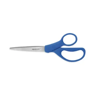 Westcott® Preferred Line Stainless Steel Scissors, 8" Long, 3.5" Cut Length, Straight Blue Handle, 2/Pack