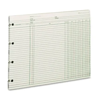 Wilson Jones® Accounting Sheets, 9.25 x 11.88, Green, Loose Sheet, 100/Pack