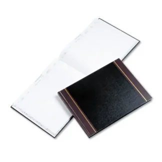Wilson Jones® Detailed Visitor Register Book, 8-Column Format, Black Cover, 12.25 x 9.5 Inches, 208 Sheets