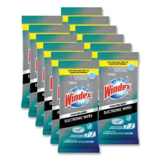 Windex® Electronics Cleaner Wipes, 7" x 10", Neutral Scent, White, 25 Wipes/Pack, 12 Packs/Carton