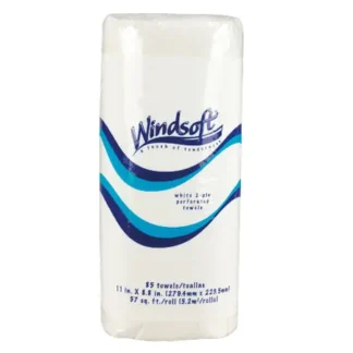 Windsoft Kitchen Roll Towels, 2-Ply, White, 11 x 8.8 Inches, 100 Sheets, 30 Rolls