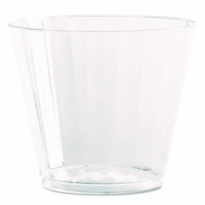 WNA Classic Crystal Plastic Tumblers, 9 oz, Clear, Fluted, Squat, 20/Pack, 12 Packs/Carton