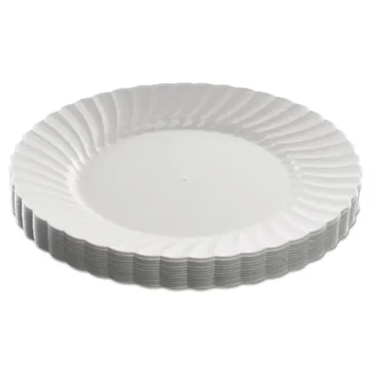 WNA Classicware Plastic Dinnerware Plates, 9" dia, White, 12/Pack