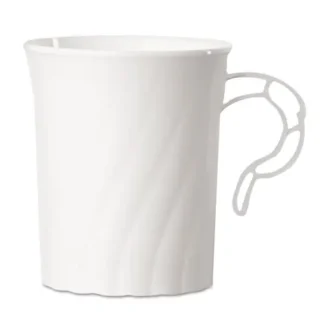 WNA Classicware Plastic Mugs, 8 oz, White, 8/Pack, 24 Packs/Carton