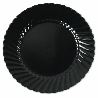 WNA Classicware Plastic Plates, 6" dia, Black, 10/Pack, 18 Packs/Carton